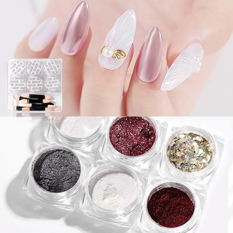 6Pcs/Set Magic Mirror Nail Glitter Powder For Manicure Sequins Glit Laser Dusts Beauty Nails Neon Pearl Shell Pigments for Women
6Pcs/Set Magic Mirror Nail Glitter Powder For Manicure Sequins Glit Laser Dusts Beauty Nails Neon Pearl Shell Pigments for Women