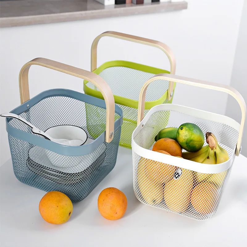 Fruit Vegetable Drain Storage Basket with Handle Kitchen Bathroom Sundries Organizer Wrought Iron Wire Mesh Food Container
Fruit Vegetable Drain Storage Basket with Handle Kitchen Bathroom Sundries Organizer Wrought Iron Wire Mesh Food Container