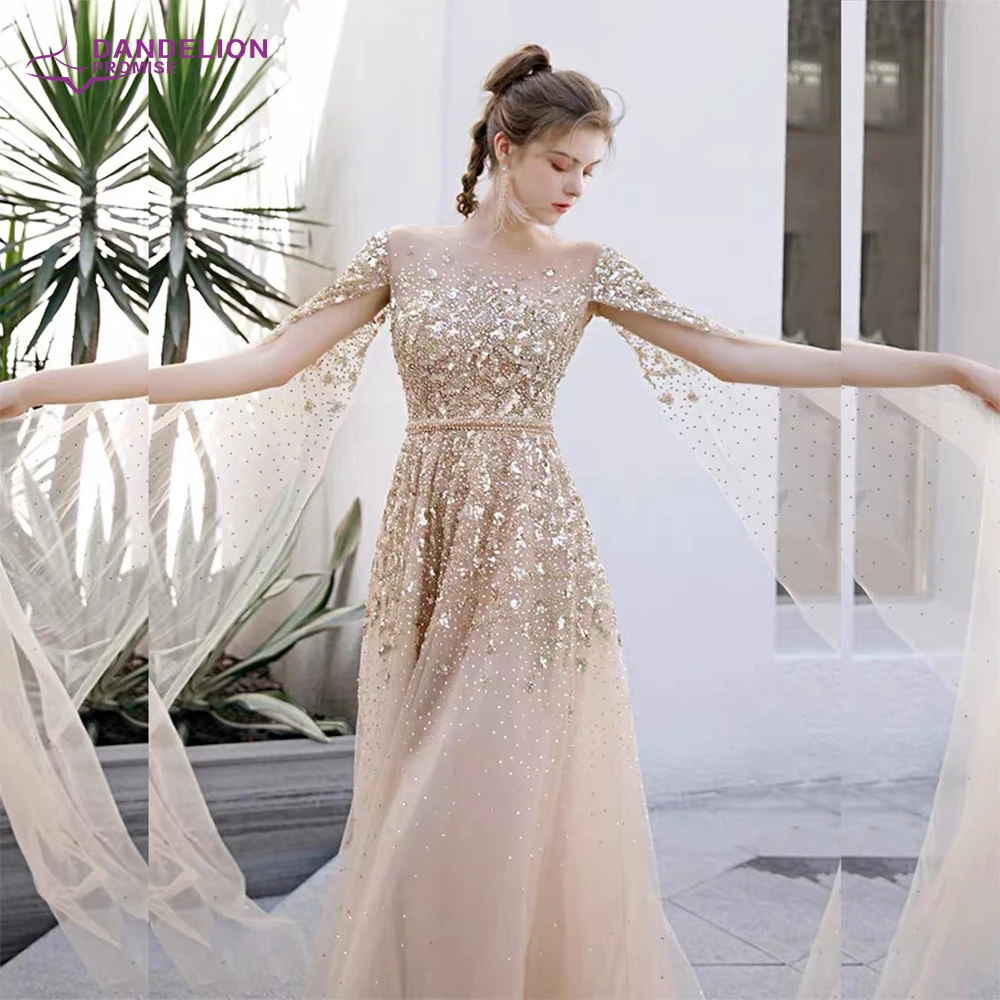 Luxury O-Neck Evening Dress 2021 A-Line Sequins Crystal Tulle Beaded With Cap Long Sleeves Prom Formal Gowns
Luxury O-Neck Evening Dress 2021 A-Line Sequins Crystal Tulle Beaded With Cap Long Sleeves Prom Formal Gowns