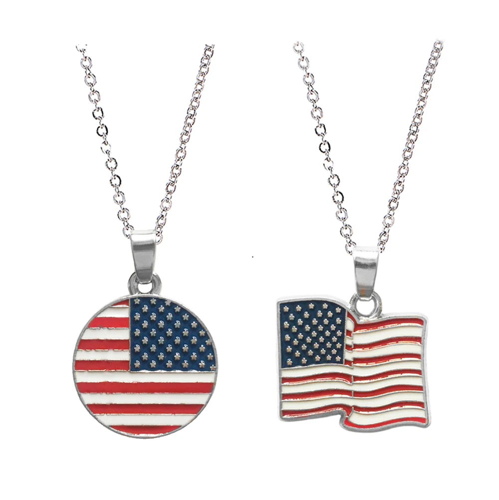 Модное металлическое ожерелье с подвеской в виде флага США для женщин и мужчин