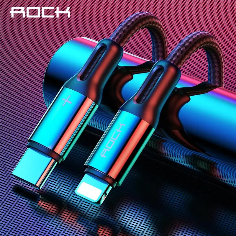 ROCK USB PD Type C to Lighting Cable For iPhone 11 XS Max XR X 8 7 Plus Macbook USB C Fast Charging Sync data cord Charger Cable
ROCK USB PD Type C to Lighting Cable For iPhone 11 XS Max XR X 8 7 Plus Macbook USB C Fast Charging Sync data cord Charger Cable