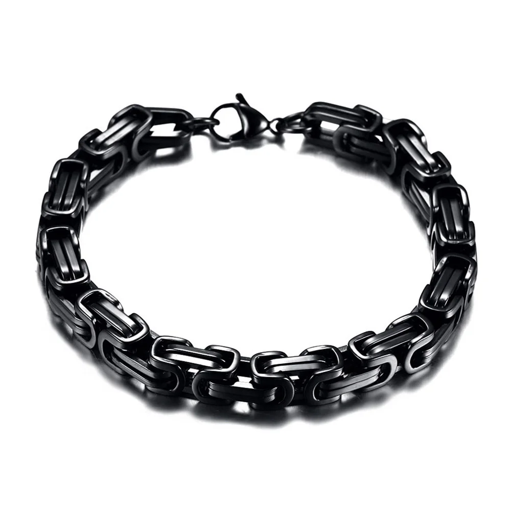 Men Byzantine _Birdcage_ Chain Link Bracelets 8mm Wide Stainless Steel Men Fashion Jewelry Pulseras Hombre bileklik 18
