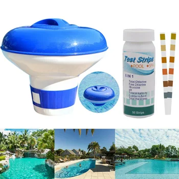 1set Swimming Pool Floating Chlorine Hot Tub Chemical Dispenser +50pcs 6 In 1 Test Strips - Chlorine
1set Swimming Pool Floating Chlorine Hot Tub Chemical Dispenser +50pcs 6 In 1 Test Strips - Chlorine