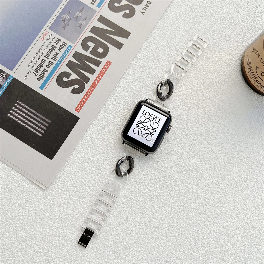 

Fashion Resin Bracelet for Apple Watch 7 6 5 4 3 2 SE Strap 38mm 40mm 41mm 42mm 44mm 45mm Watchbands for iwatch Accessories Band