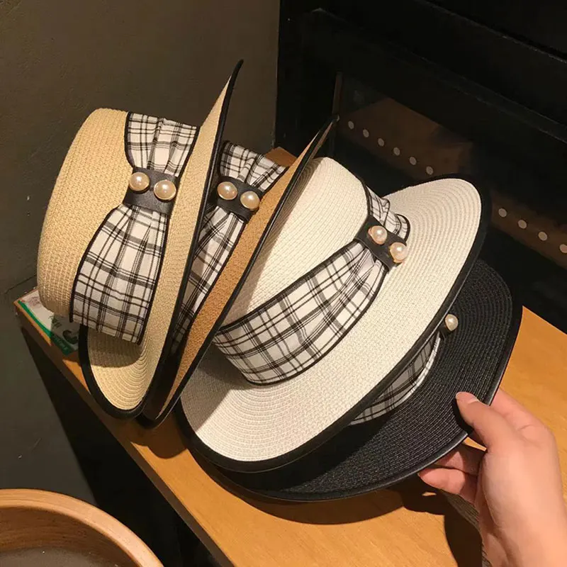 Elegant Pearl Lattice Streamer Straw Hat Female Summer Korean Style Beach Big Brim Casual Flat Top Sun Hat Basin Hat Chapeu New
Elegant Pearl Lattice Streamer Straw Hat Female Summer Korean Style Beach Big Brim Casual Flat Top Sun Hat Basin Hat Chapeu New
