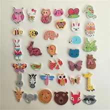 10 Pcs Scrapbooking Tombol Kayu Tombol Campuran Hewan Bee Burung Hantu Hedgehog Bear Anjing Gajah Kepala Tombol Jahit Accessories5-40mm(China)