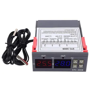12/24/110-220V Dual LED Probe Temperature Controller Thermostat Temperature Control Meter With LED Display STC-3008
12/24/110-220V Dual LED Probe Temperature Controller Thermostat Temperature Control Meter With LED Display STC-3008