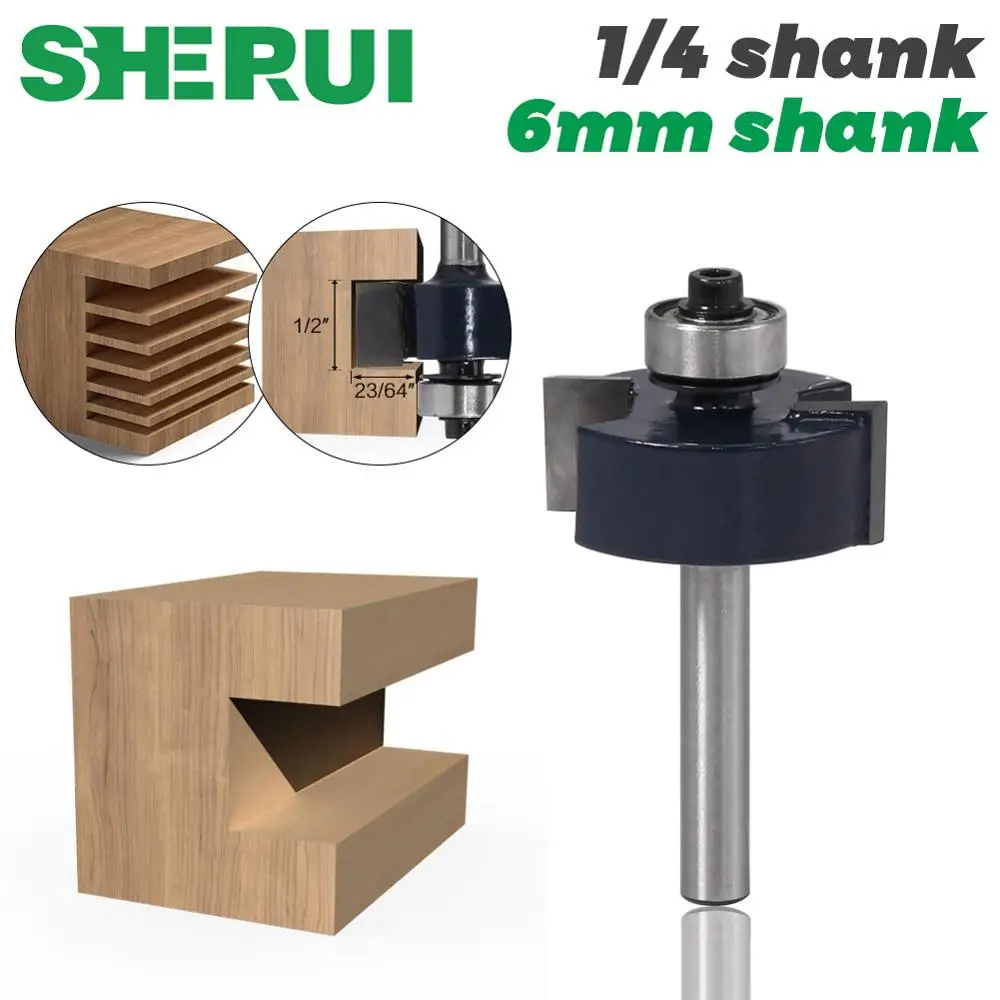 Фото 1pc 1/4" Shank 6mm shank T type bearings wood milling cutter Industrial Grade Rabbeting Bit woodworking tool router bits for woo |