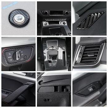 Lapetus Carbon Fiber Look Interior Refit Kit Roof Reading Lamp / Start Stop Engine Button / Dashboard For Audi Q5 2018 2019 2020