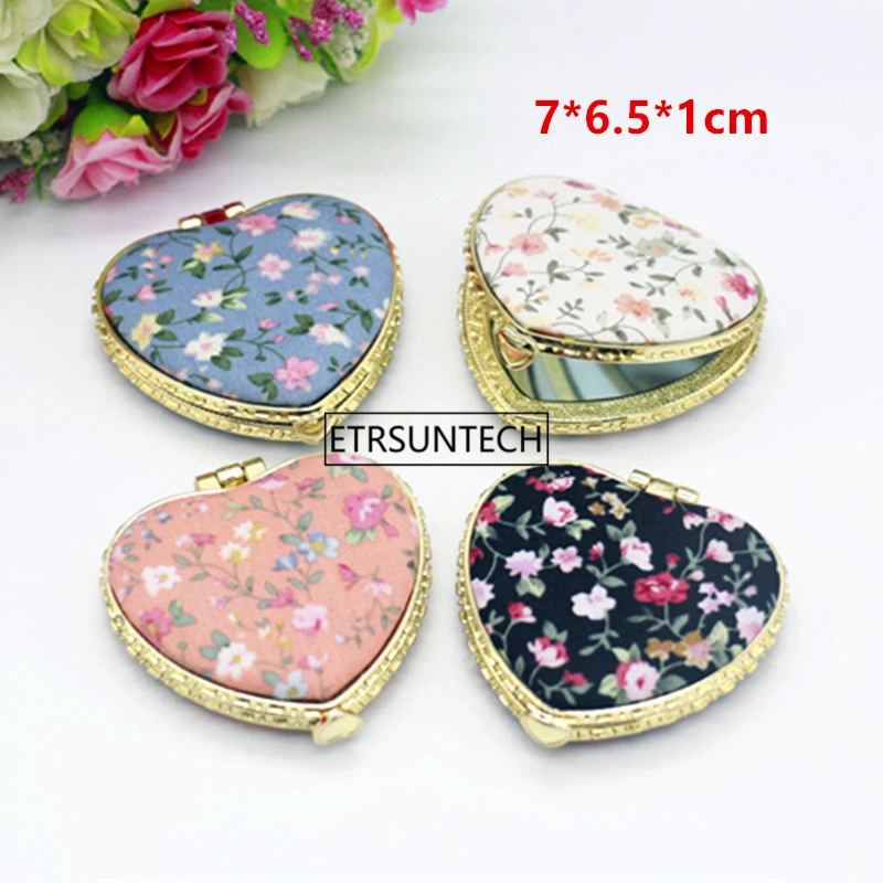 

100pcs Makeup Compact Pocket Floral Mirror Portable Two-side Folding Make Up Mirror Women Vintage Cosmetic Mirrors F3482