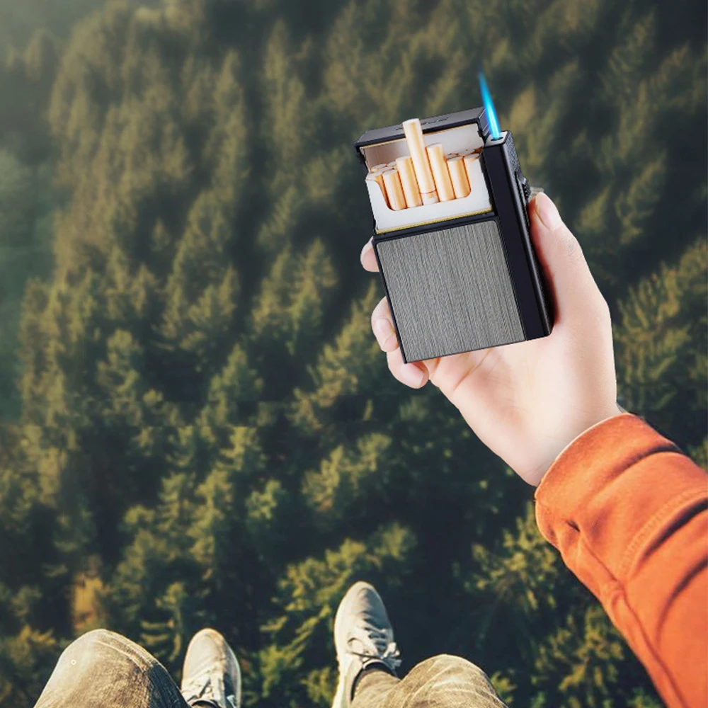 2 in 1 Automatic Cigarette Case with Lighter Metal Cigarette Box Nice Gift Gadgets for Smoking People and Friends
2 in 1 Automatic Cigarette Case with Lighter Metal Cigarette Box Nice Gift Gadgets for Smoking People and Friends