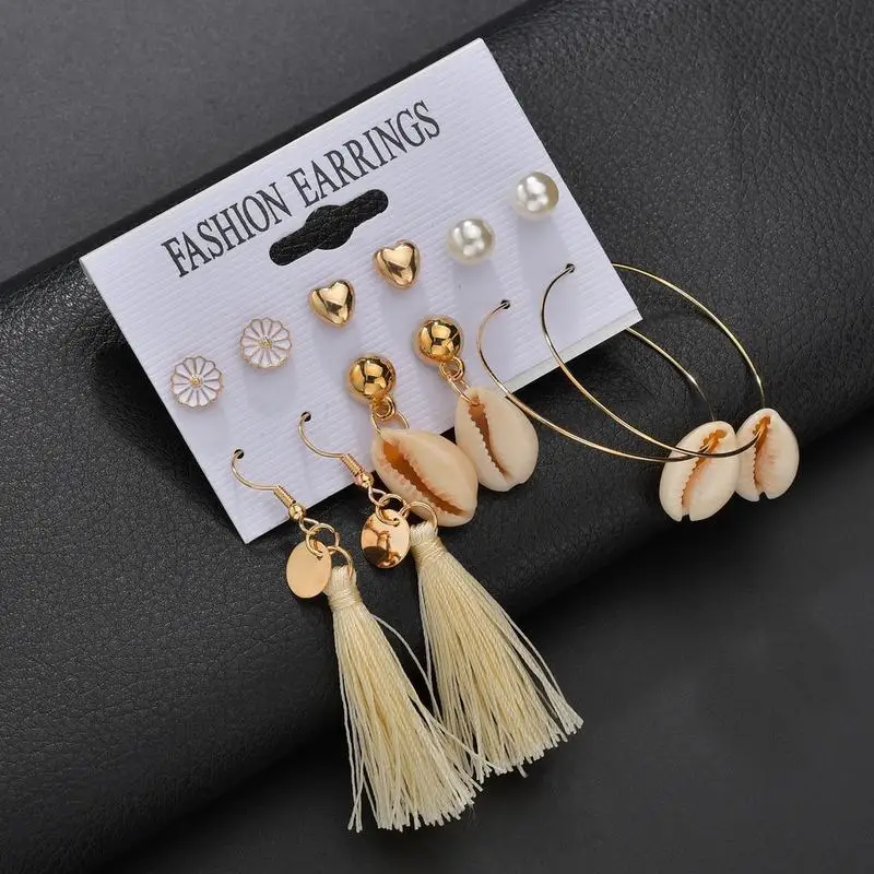 Tassel Pearl Stud Earrings Shell Collar Set For Women Christmas Geometric Heart Twist Earring New Bohemian Female Party Jewelry
Tassel Pearl Stud Earrings Shell Collar Set For Women Christmas Geometric Heart Twist Earring New Bohemian Female Party Jewelry