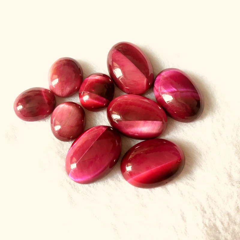 

Wholesale 4pcs/lot Rose Red Tiger Eye Bead Cabochon 10x12mm 13x18mm Oval Gem Stone Beads Cabochon,Ring Face