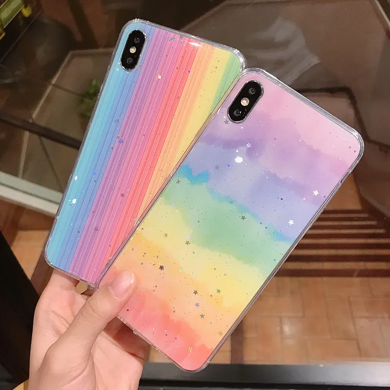 Fashion smooth Glitter Colorful rainbow TPU Case For iPhone X Xs Max XR 11 Pro Max 6s 7 8 plus Shockproot Clear Soft Back Cover
Fashion smooth Glitter Colorful rainbow TPU Case For iPhone X Xs Max XR 11 Pro Max 6s 7 8 plus Shockproot Clear Soft Back Cover