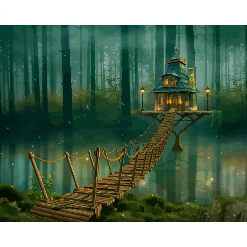 Frame Picture DIY Painting By Numbers Kit Landscape House Acrylic Paint For Adults Handpainted Art | Дом и сад