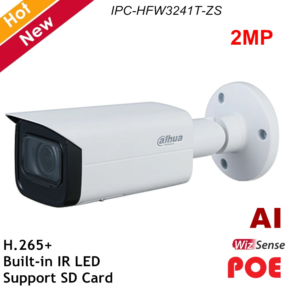 Dahua 2MP POE IP Camera 1/2.8 CMOS H.265+ 2.7-13.5mm Motorized Motion Detection Support SD Card 256G and IPC-HFW3241T-ZS | Безопасность