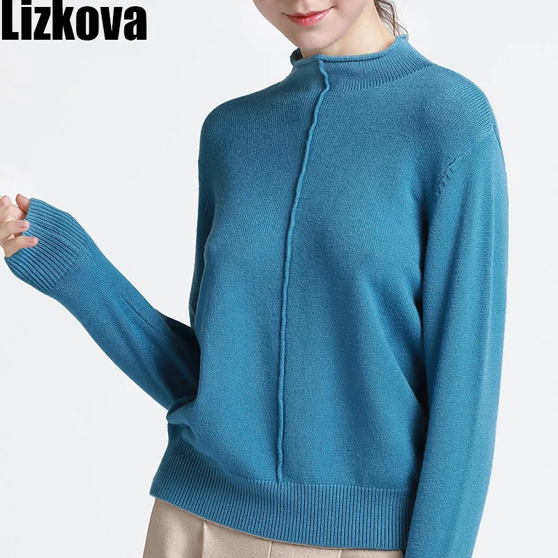 Fall 2019 Women Blue Knitted Wool Blending Sweater Chic Irregular Volume Edge Collar Loose Sweater
Fall 2019 Women Blue Knitted Wool Blending Sweater Chic Irregular Volume Edge Collar Loose Sweater