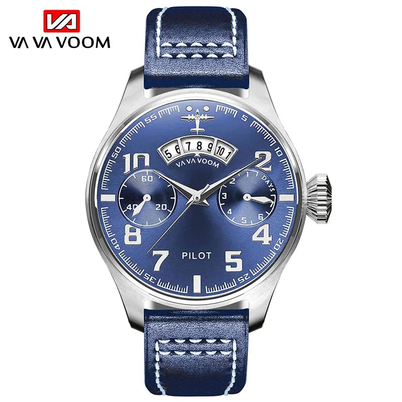 Luxury Pilot Watch Men Quartz VA VA VOOM Calendar Sport (Small dial no work) Blue Glass Unique Dial Design Zegarek Fashion Trend
Luxury Pilot Watch Men Quartz VA VA VOOM Calendar Sport (Small dial no work) Blue Glass Unique Dial Design Zegarek Fashion Trend