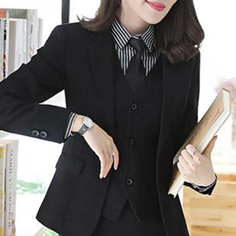 Fashion lady suit 3-piece suit office lady work uniform business formal pants suit black suit pants suit casual jacket trousers
Fashion lady suit 3-piece suit office lady work uniform business formal pants suit black suit pants suit casual jacket trousers