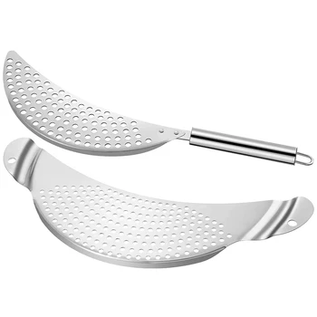 2 Pieces Pot Strainer Stainless Steel Crescent Pot Strainer with Handle Pasta Strainer Pan Pot Strainer with Recessed
2 Pieces Pot Strainer Stainless Steel Crescent Pot Strainer with Handle Pasta Strainer Pan Pot Strainer with Recessed