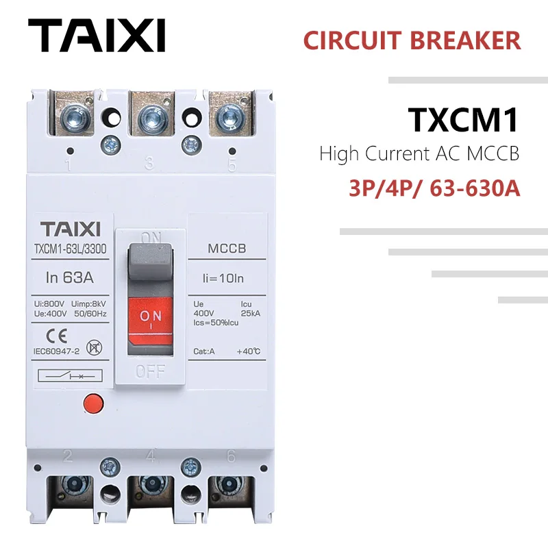 Circuit Breaker MCCB 250A 315A 400A 630A CB single three phase 3P 4 Poles Ground Protector High current PV power distribution
Circuit Breaker MCCB 250A 315A 400A 630A CB single three phase 3P 4 Poles Ground Protector High current PV power distribution