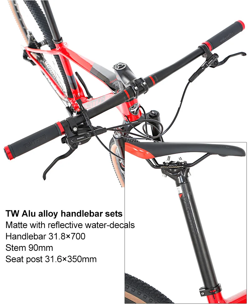 TWITTER 27.5/29 inch carbon mountain bike 1*12 Speed Double Disc Brake MTB Bicycle SX EAGLE Transmission with Inner cables