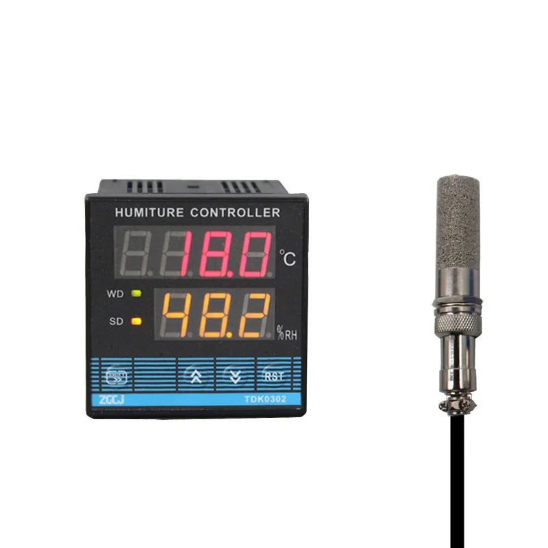 SSR output Digital air TDK0302 temperature and humidity controller with sensor which bear high temperature
SSR output Digital air TDK0302 temperature and humidity controller with sensor which bear high temperature