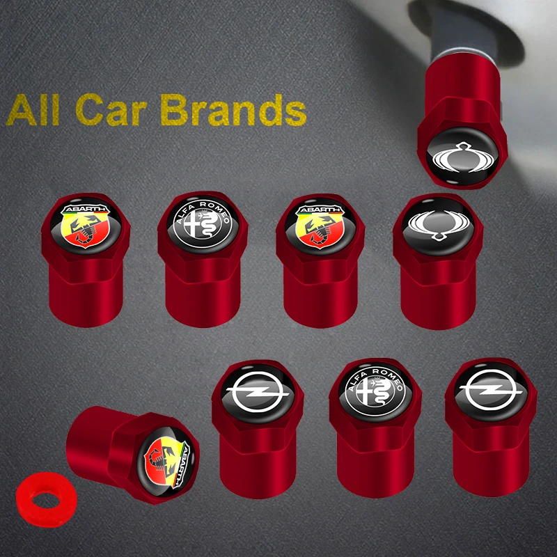 Фото Колпачки клапанов для автомобильных колес красные металлические аксессуары Citroen
