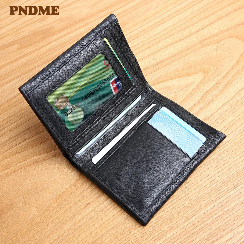 PNDME simple cowhide men's black wallet casual high quality genuine leather youth student business card holder card purse
PNDME simple cowhide men's black wallet casual high quality genuine leather youth student business card holder card purse