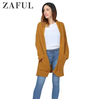 

ZAFUL Open Front Curled Sleeve Batwing Cardigan For Women Shawl Collar Longline Solid Color Sweater Cardigans With Pocket Tops