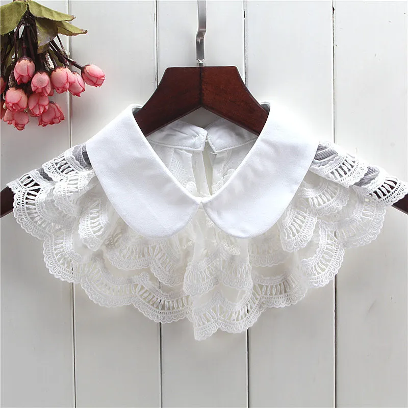 Linbaiway 2022 Women Fake Collar Chiffon Detachable Lapel Choker Necklace False Lace Shawl Wrap Half Shirt Blouse |