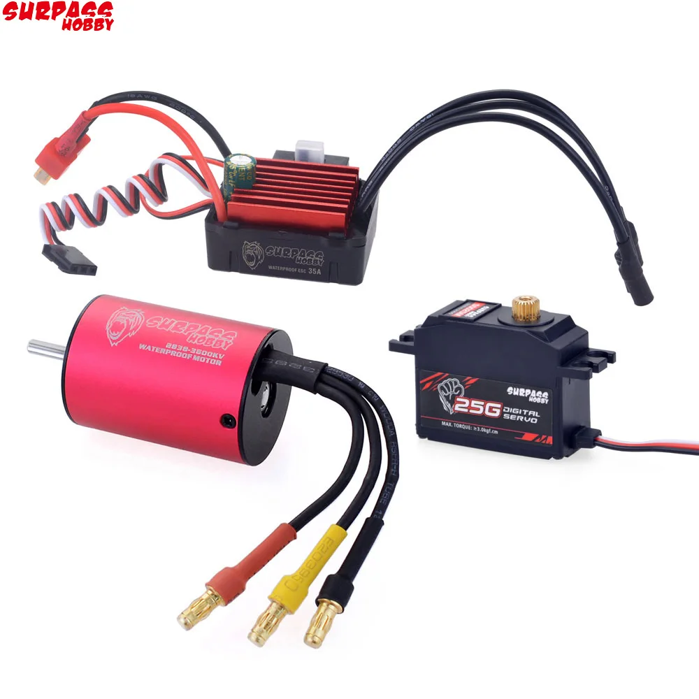 SURPASSHOBBY KK Combo 2838 3600KV Brushless Motor w/ 35A ESC + S0025M 25G Servo Waterproof 2S 3S for 1/14 1/16 RC Off-road Car
SURPASSHOBBY KK Combo 2838 3600KV Brushless Motor w/ 35A ESC + S0025M 25G Servo Waterproof 2S 3S for 1/14 1/16 RC Off-road Car