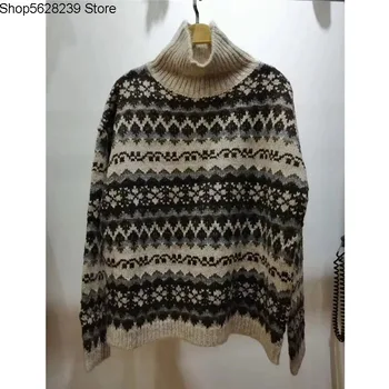 Quality Northern Europe Wind Thicken Heavy Industry Jacquard Alpaca Wool Gao Collar Loose Knitting Sweater Female Sweater
Quality Northern Europe Wind Thicken Heavy Industry Jacquard Alpaca Wool Gao Collar Loose Knitting Sweater Female Sweater