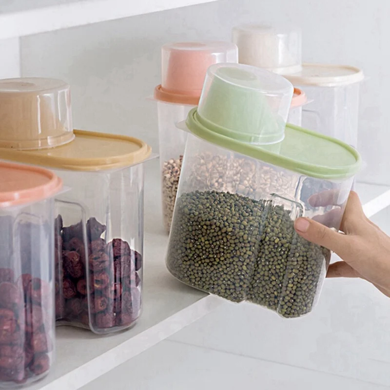 Plastic Cereal Dispenser Food Storage Box Kitchen Food Grain Rice Container Portable Organizer Grain Storage Cans
Plastic Cereal Dispenser Food Storage Box Kitchen Food Grain Rice Container Portable Organizer Grain Storage Cans