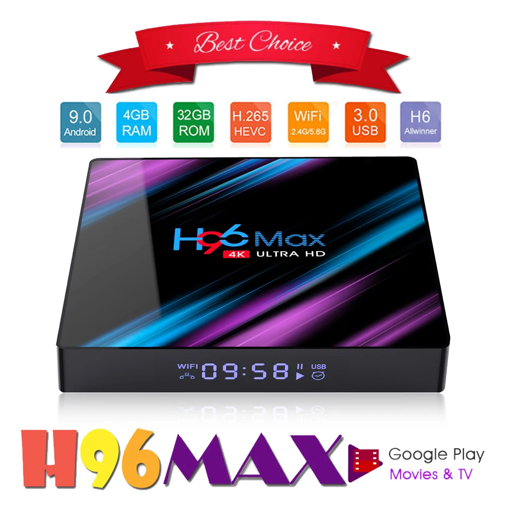 Google Play Tv box android 9.0 H96 MAX Rockchip 4G 16GB 32GB 64GB Android tv box 2.4/5.0G WiFi Bluetooth 4.0 4K 3D Android box
Google Play Tv box android 9.0 H96 MAX Rockchip 4G 16GB 32GB 64GB Android tv box 2.4/5.0G WiFi Bluetooth 4.0 4K 3D Android box