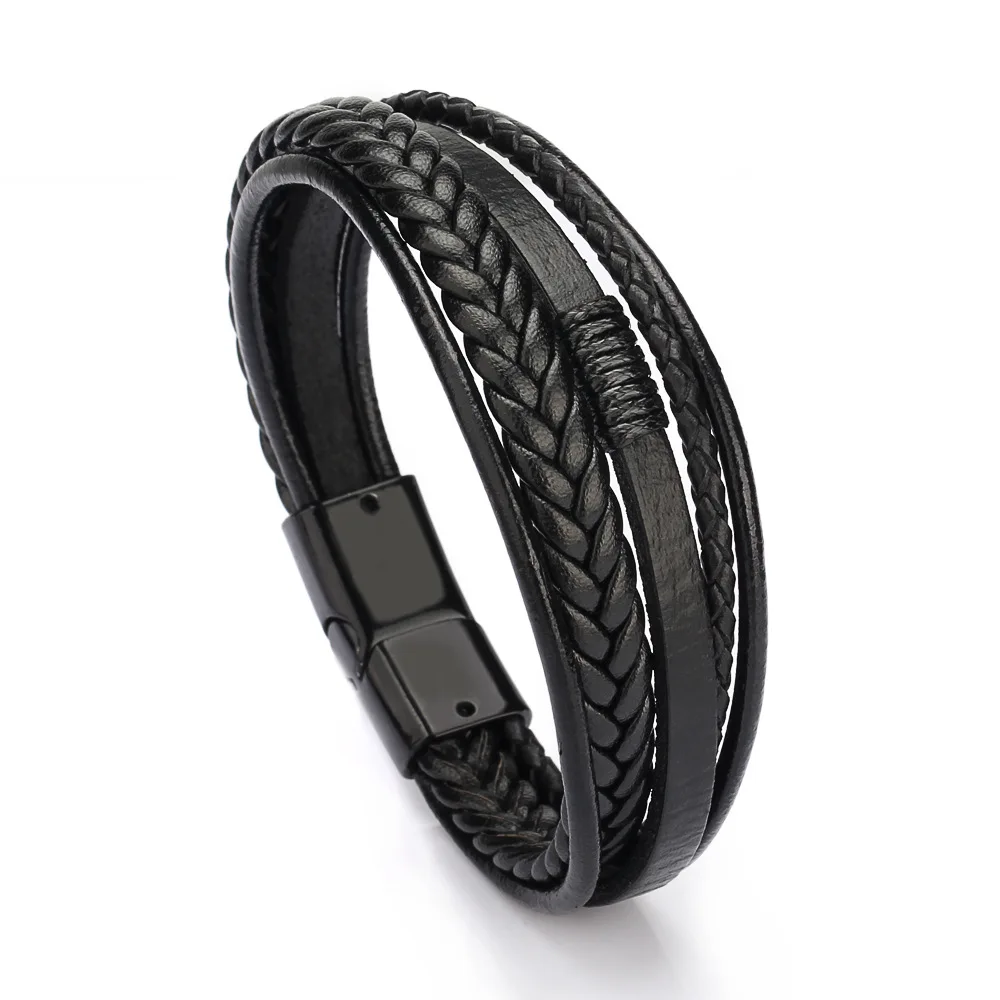 Bracelet Men Leather Bangles Multilayer Magnetic-clasp Cowhide Braided Multi Layer Wrap Trendy Bracelet Armband pulsera hombre
Bracelet Men Leather Bangles Multilayer Magnetic-clasp Cowhide Braided Multi Layer Wrap Trendy Bracelet Armband pulsera hombre