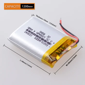 CE ROHS 3.7V 1200mAh 103040 li lithium Polymer Li-ion battery For MP3 cell phone speaker DVD GPS VR DVR MP4 Driving
CE ROHS 3.7V 1200mAh 103040 li lithium Polymer Li-ion battery For MP3 cell phone speaker DVD GPS VR DVR MP4 Driving