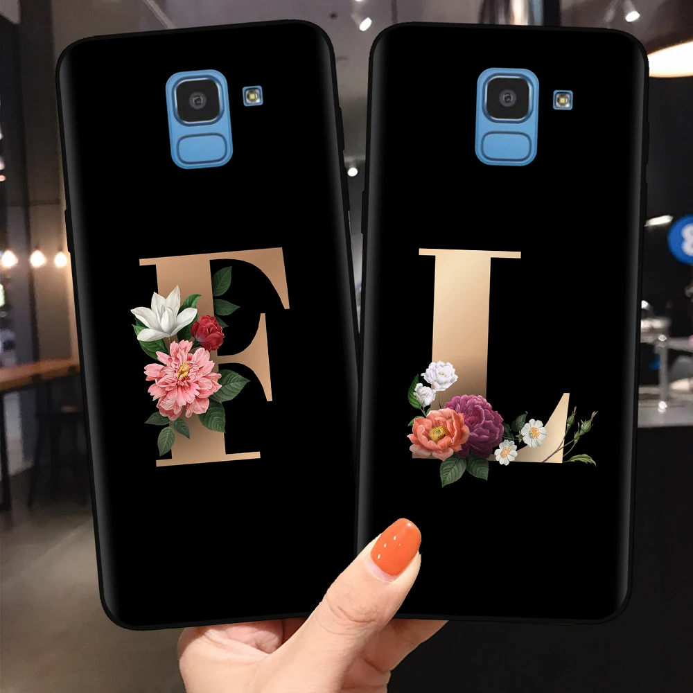 Custom name Letter Monogram Black Silicone Phone Case For Samsung Galaxy J3 J5 J7 2017 A7 A9 J4 J6 Plus 2018 Cover flower Cases
Custom name Letter Monogram Black Silicone Phone Case For Samsung Galaxy J3 J5 J7 2017 A7 A9 J4 J6 Plus 2018 Cover flower Cases