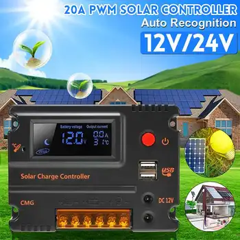 20A 12V/24V Auto Recognition Solar Controller PWM Solar Panel Battery Regulator Dual 5V Phone Charger Controller LCD Display
20A 12V/24V Auto Recognition Solar Controller PWM Solar Panel Battery Regulator Dual 5V Phone Charger Controller LCD Display