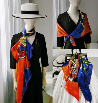 Women's 100% Pure Silk 12mm Paint Printed Big Square Scarf Wrap Shawl Kerchief 88x88cm 34.5"x34.5" WJ012-10
Women's 100% Pure Silk 12mm Paint Printed Big Square Scarf Wrap Shawl Kerchief 88x88cm 34.5"x34.5" WJ012-10