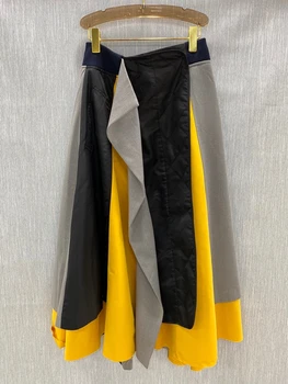 2020 autumn and winter new fashion women's elastic waist irregular color matching stitching decorative all-match skirt 1
2020 autumn and winter new fashion women's elastic waist irregular color matching stitching decorative all-match skirt 1