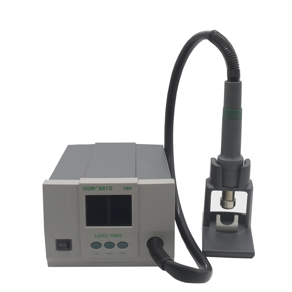 BOZAN 861D Adjustable temperature table gentle rotating air hot air table Mobile phone repair tool air gun nozzle AC220V
BOZAN 861D Adjustable temperature table gentle rotating air hot air table Mobile phone repair tool air gun nozzle AC220V