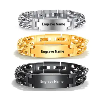 Custom Engrave Name Chain Bracelet Men Punk Stainless Steel Fashion pulsera personalizada Gold Silver Bracelets charms Bangle
Custom Engrave Name Chain Bracelet Men Punk Stainless Steel Fashion pulsera personalizada Gold Silver Bracelets charms Bangle
