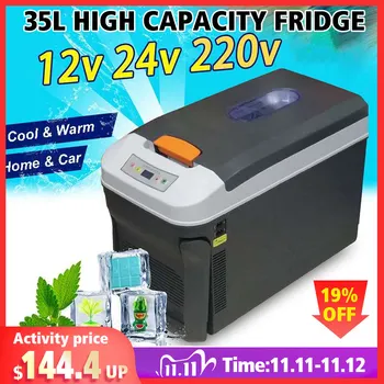 

35L Auto Mini Refrigerator Car Home Portable Fridge Travel Essentials Icebox Freezer Heater Camping Boating Caravan Bar Fridge