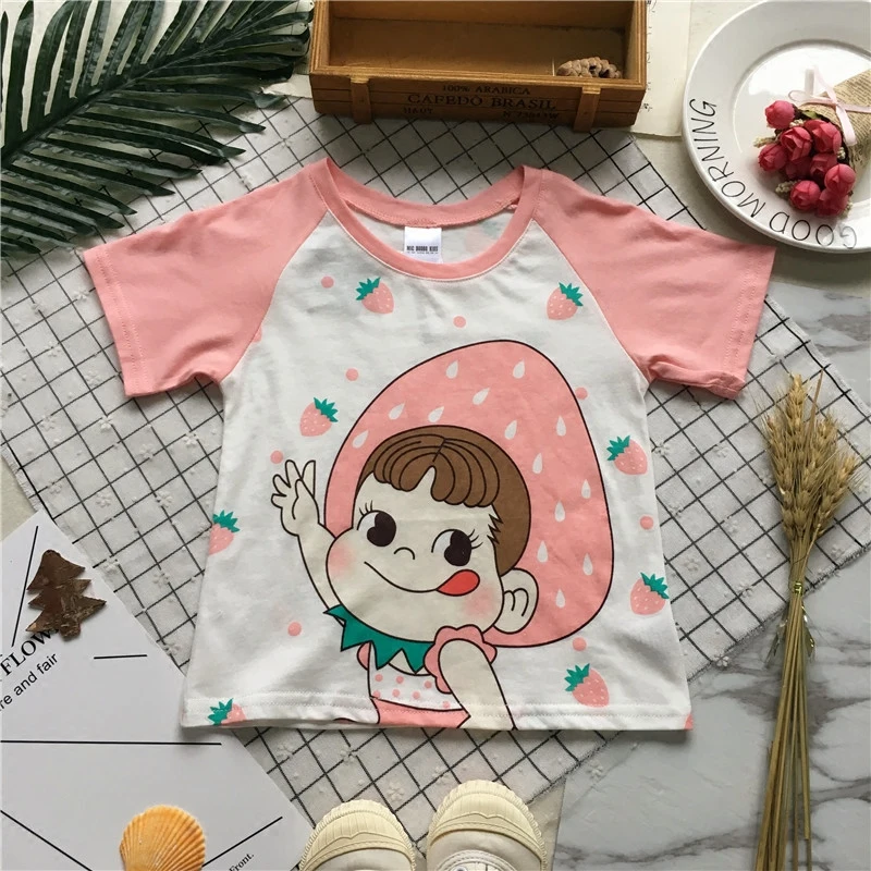 Летняя одежда для девочек Tonytaobaby из чистого хлопка с коротким рукавом розового
