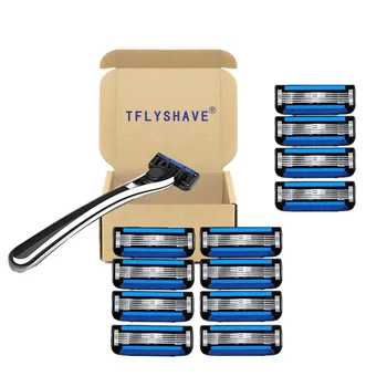 TFLYSHAVE Forious 5 Razor Blade for Men High Quality 5 Layer Razor Blade Face Care Beard Shavers Body Wash (1 Holder 12 Blades)
TFLYSHAVE Forious 5 Razor Blade for Men High Quality 5 Layer Razor Blade Face Care Beard Shavers Body Wash (1 Holder 12 Blades)