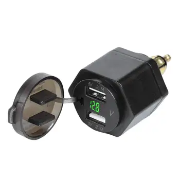 5V 4.2A Dual USB Charger with Digital Display Voltmeter for BMW Hella/DIN Plug for all 12-24V Motorcycle Motor Vehicles
5V 4.2A Dual USB Charger with Digital Display Voltmeter for BMW Hella/DIN Plug for all 12-24V Motorcycle Motor Vehicles