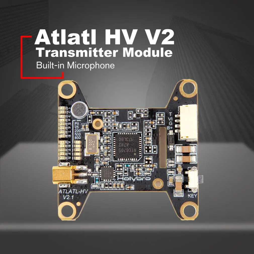 Holybro Atlatl HV V2 5.8G 40 Channel25/200/500/800mW FPV Remote Control Transmitter Module Built-in Microphone
Holybro Atlatl HV V2 5.8G 40 Channel25/200/500/800mW FPV Remote Control Transmitter Module Built-in Microphone