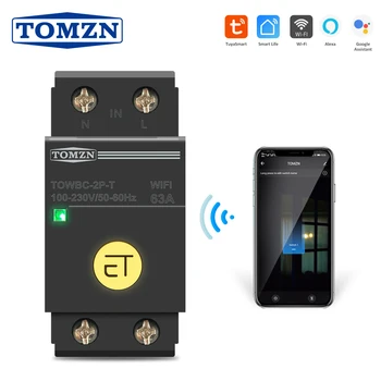 2P Din Rail WIFI Circuit Breaker Smart Switch Remote Control by Smart Life TUYA for Smart Home 63A 80A TOMZN Mini TOWBC-2P-T
2P Din Rail WIFI Circuit Breaker Smart Switch Remote Control by Smart Life TUYA for Smart Home 63A 80A TOMZN Mini TOWBC-2P-T