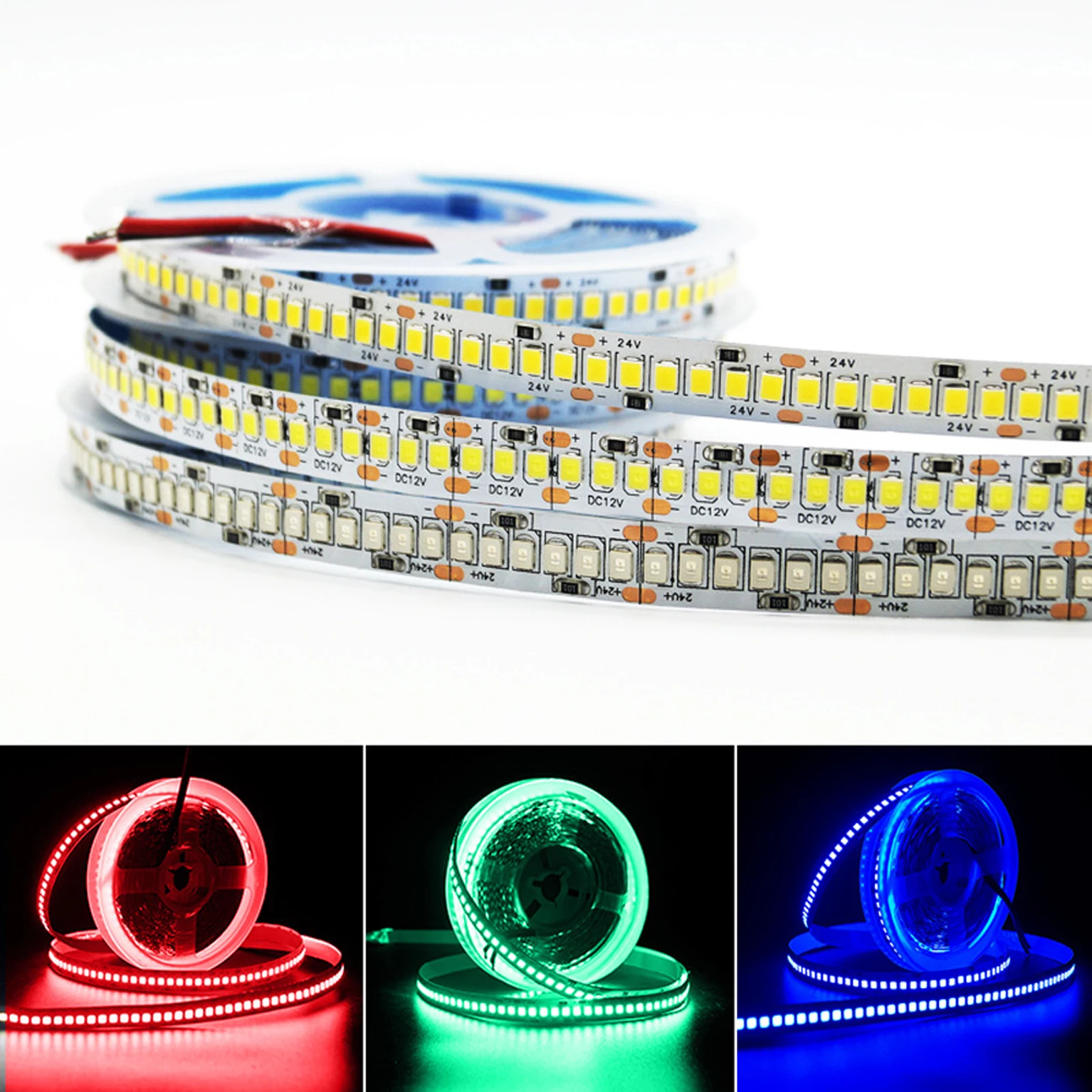 

2835 SMD 1200 LED Strip Tape DC12V 24V ip20 Non Waterproof LED Flexible Light 240 Leds/m, White Warm White Red CCT 5m/Roll